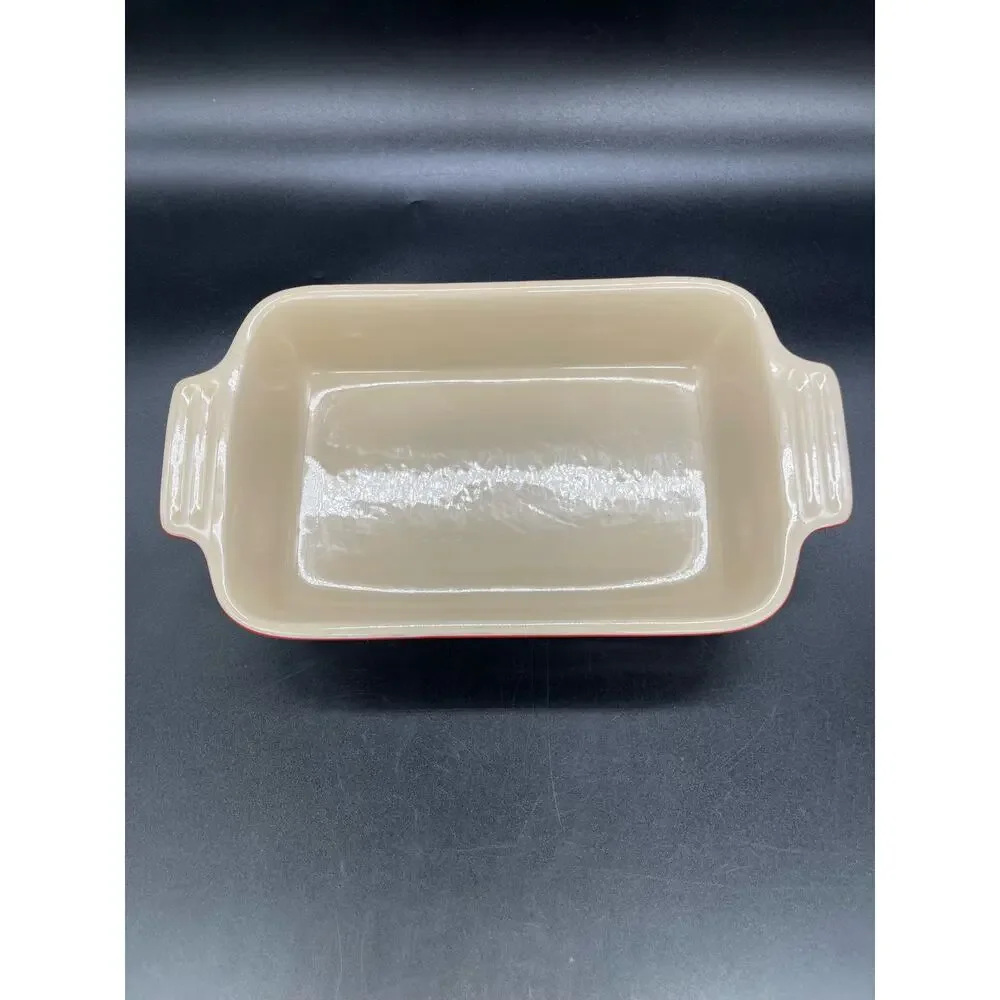 LeCreuset 18-24 Red Rectangular Stoneware Casserole Baking Dish 9